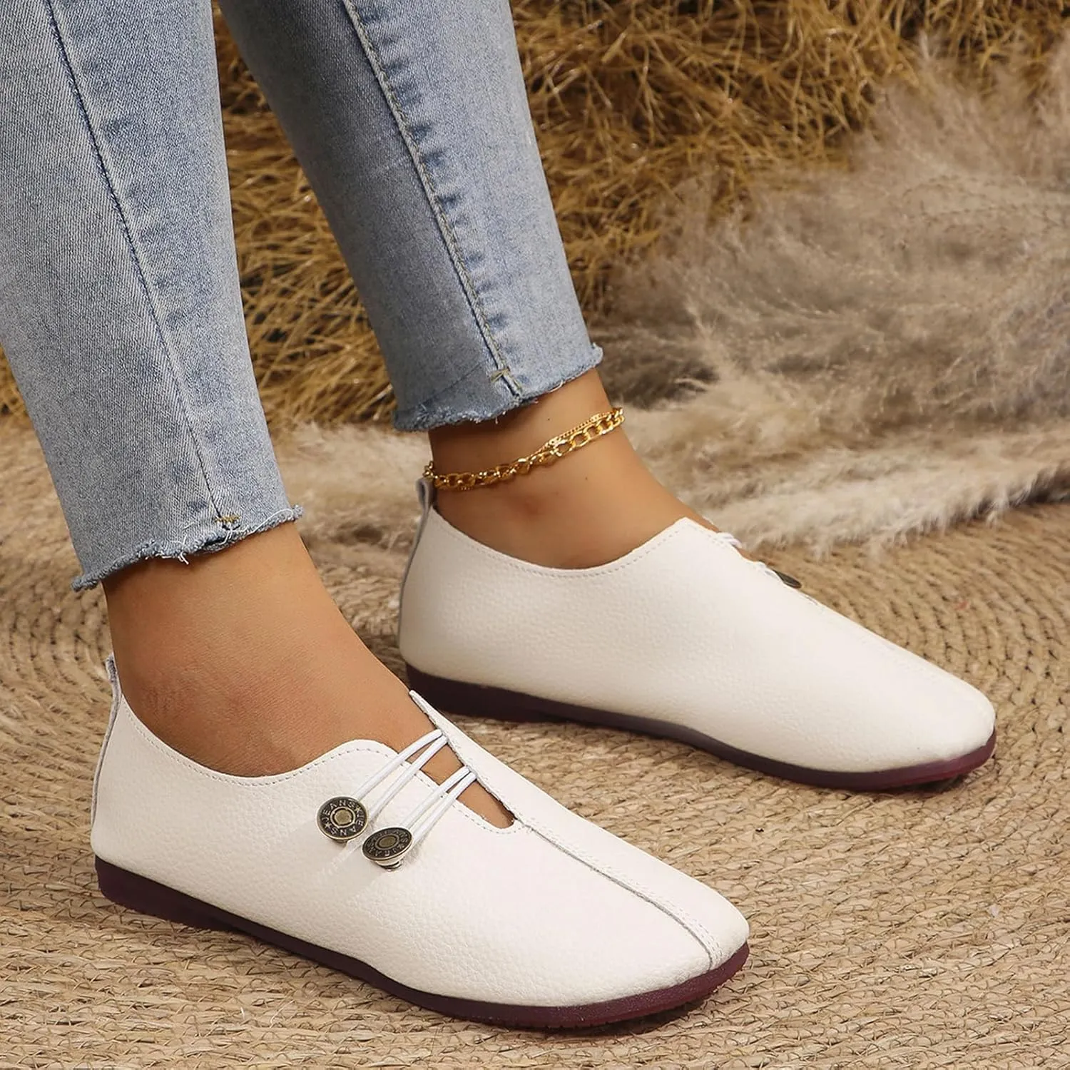 Summer Sandals for Women 2025 Soft Soled Round Toe Flats Dress Flat Dressy Ballet Low Wedge Ladies Fashion Trendy Solid Color Leather Buckle 2025