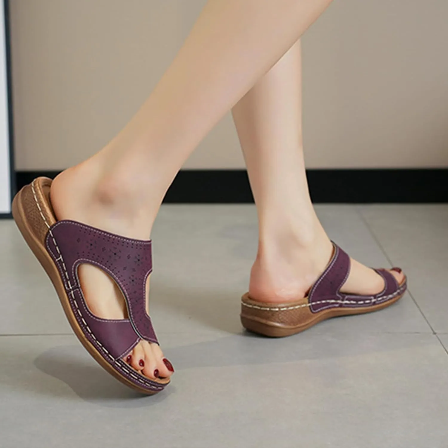 Summer Sandals for Women 2025 with Arch Support Dress Sandals Platform Shoes Slip on Sandal Open Toe Shoes Comfortable Dressy Sandal Soft & Stylish Wedge Slippers for Women 2025