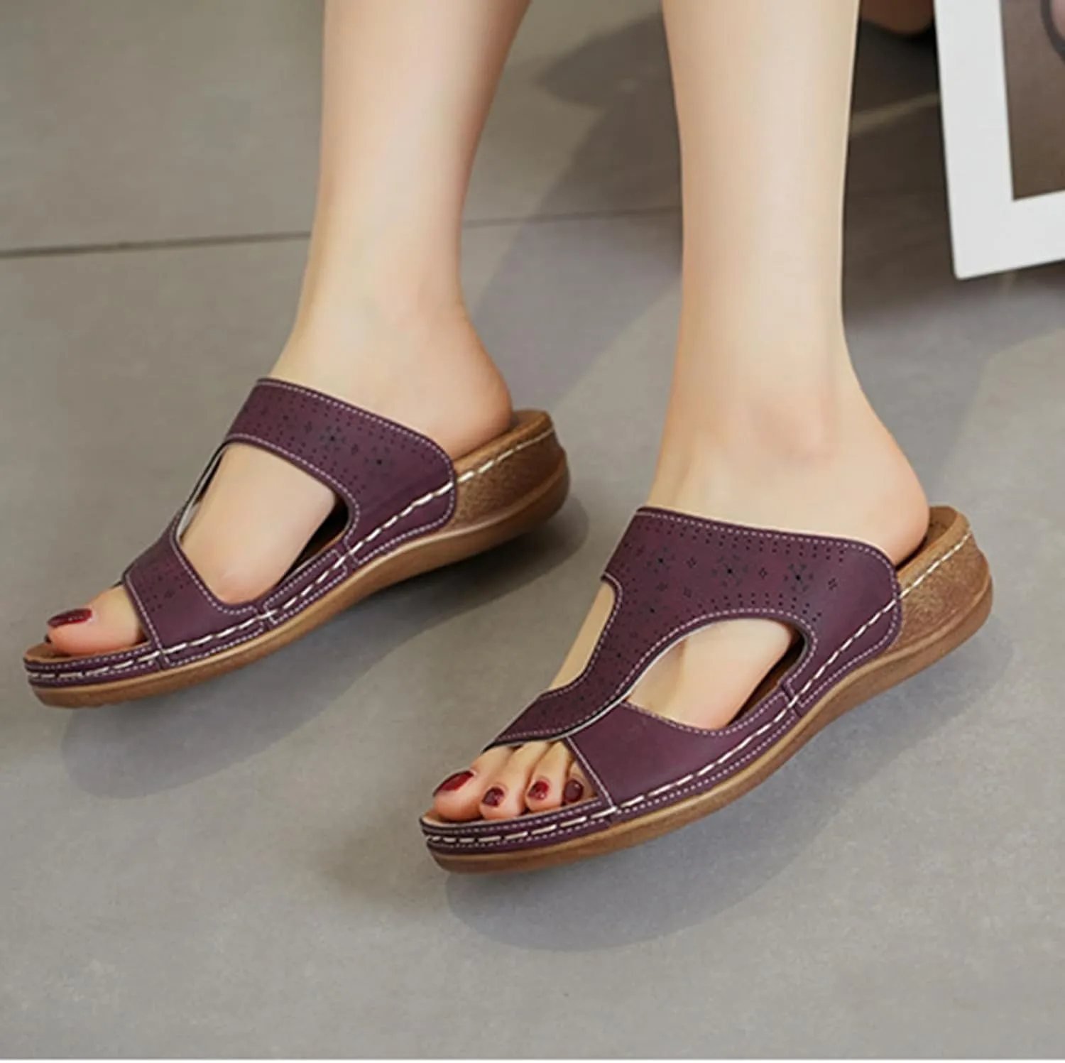Summer Sandals for Women 2025 with Arch Support Dress Sandals Platform Shoes Slip on Sandal Open Toe Shoes Comfortable Dressy Sandal Soft & Stylish Wedge Slippers for Women 2025