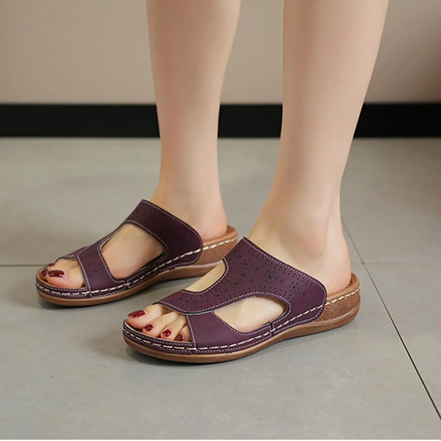 Summer Sandals for Women 2025 with Arch Support Dress Sandals Platform Shoes Slip on Sandal Open Toe Shoes Comfortable Dressy Sandal Soft & Stylish Wedge Slippers for Women 2025