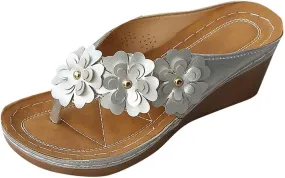 Summer Sandals for Women Platform Flip Flops Arch Support Sandals Fashion Flowers Slip On Flip Flops 2025