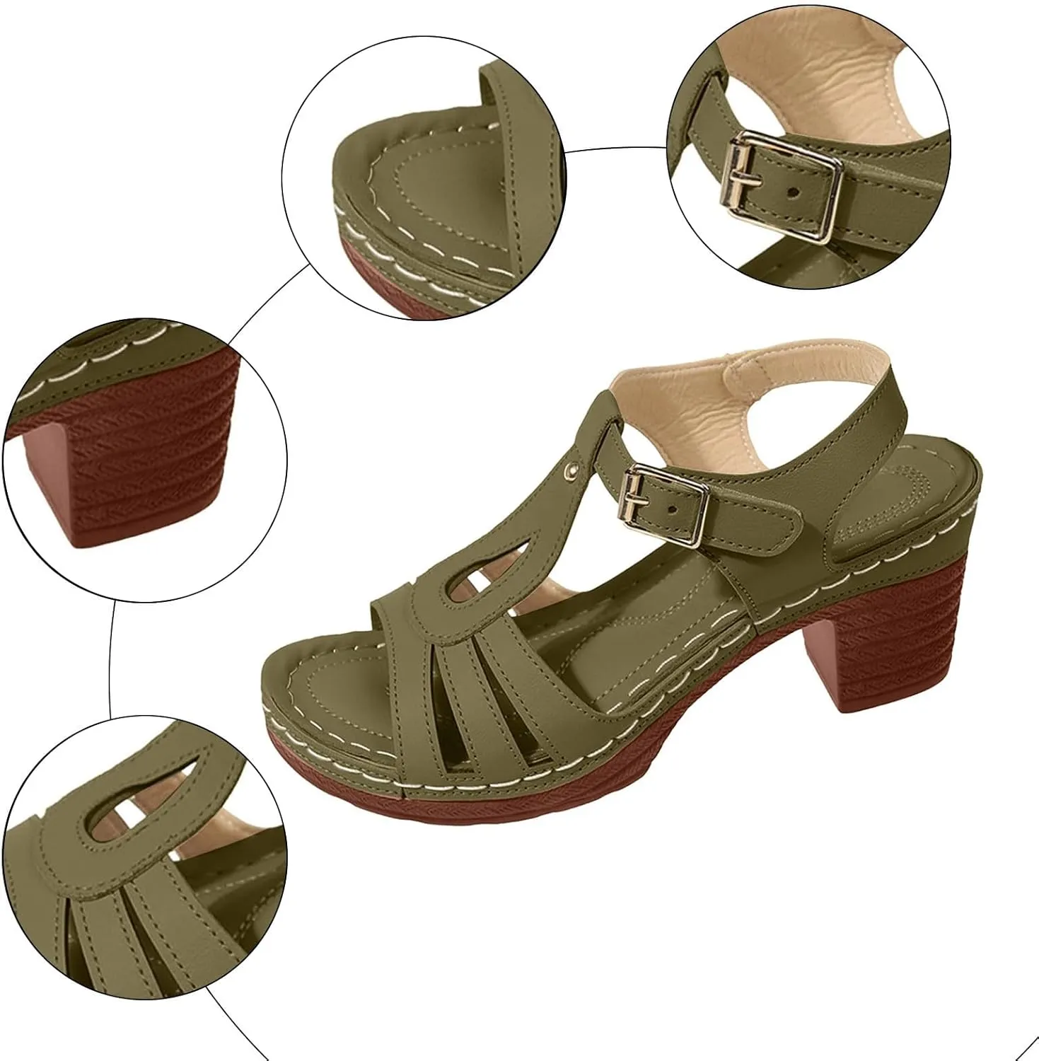 Summer Wedge Sandals for Women Comfortable Open Toe Sandals Chunky Heel Fish Mouth Platform Sandal Dressy Casual Beach Walking Shoes with Ankle Strap