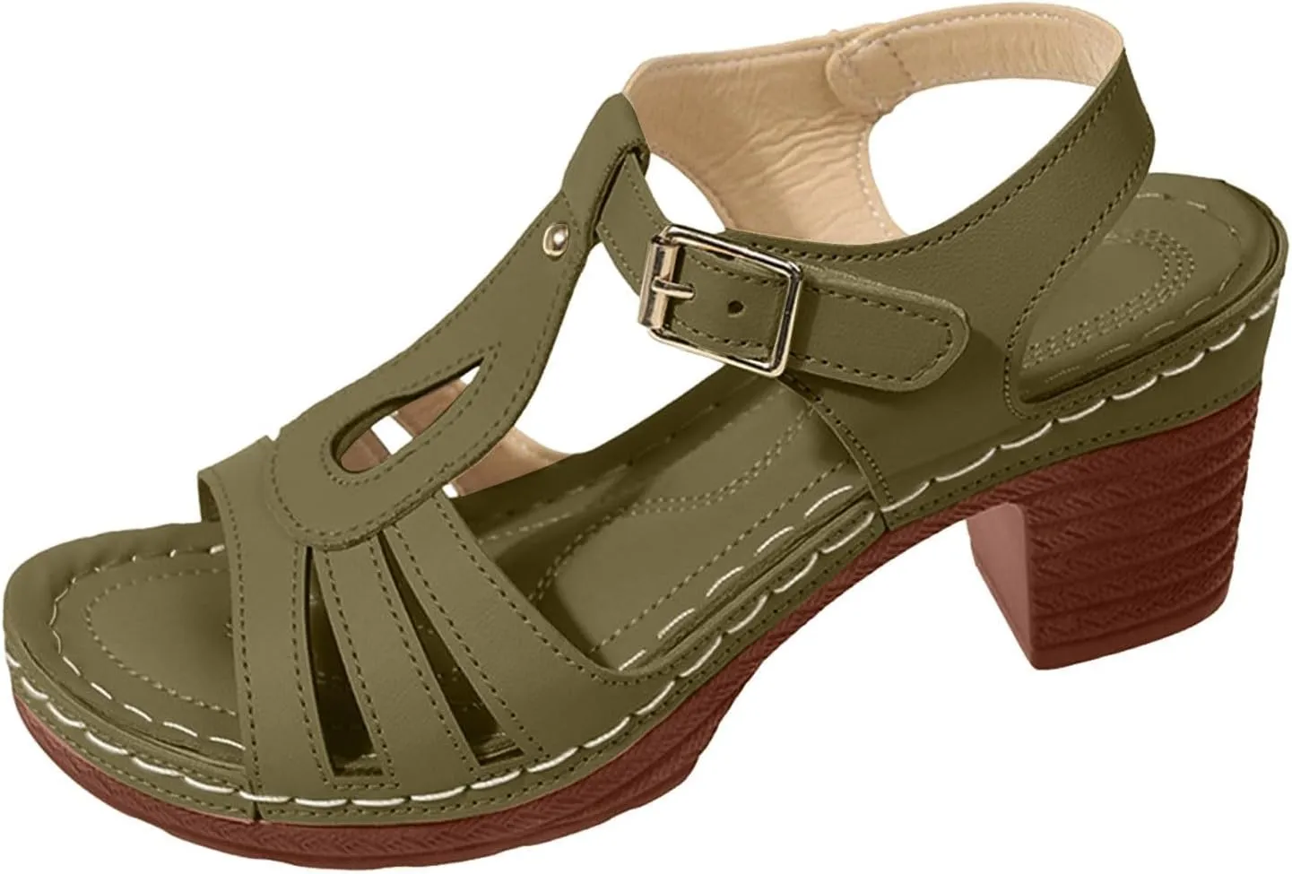 Summer Wedge Sandals for Women Comfortable Open Toe Sandals Chunky Heel Fish Mouth Platform Sandal Dressy Casual Beach Walking Shoes with Ankle Strap