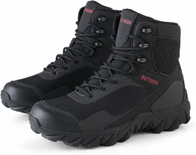 Tactical Boots for Men Waterproof, Men's Plus Size Side Zipper High Top Jungle Military Boots, Breathable Anti-Slip Wear Resistant Boots, for Hiking, Hunting, Working, Walking