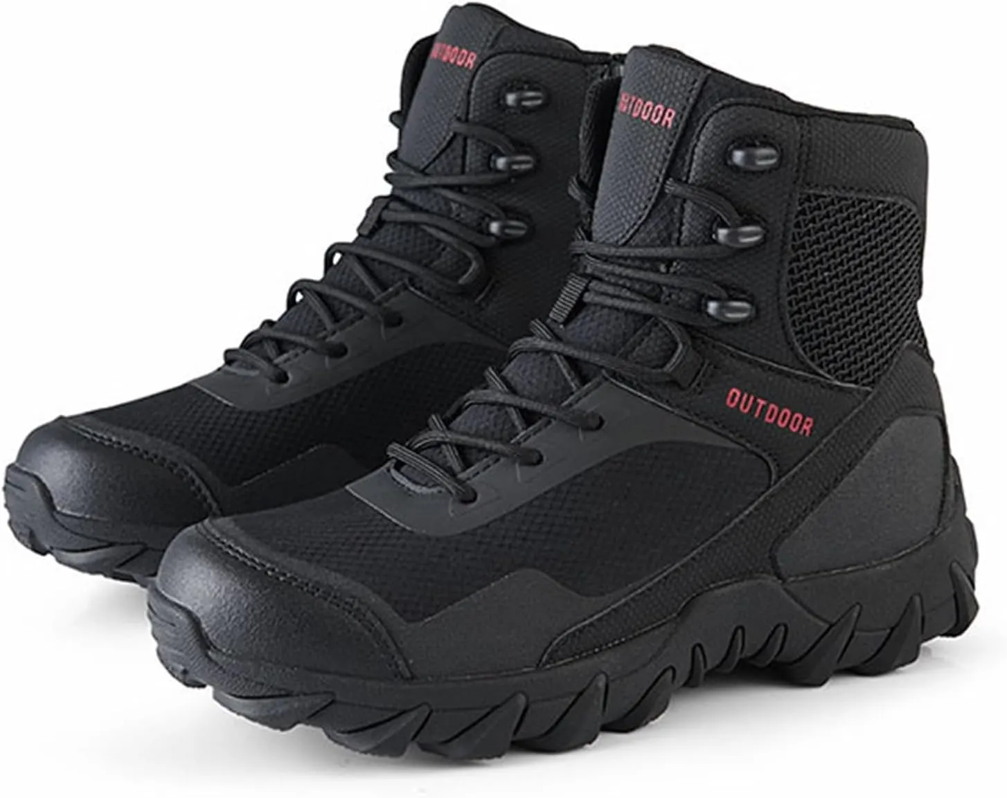 Tactical Boots for Men Waterproof, Men's Plus Size Side Zipper High Top Jungle Military Boots, Breathable Anti-Slip Wear Resistant Boots, for Hiking, Hunting, Working, Walking