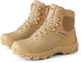 Tactical Boots for Men Waterproof, Men's Plus Size Side Zipper High Top Jungle Military Boots, Breathable Anti-Slip Wear Resistant Boots, for Hiking, Hunting, Working, Walking