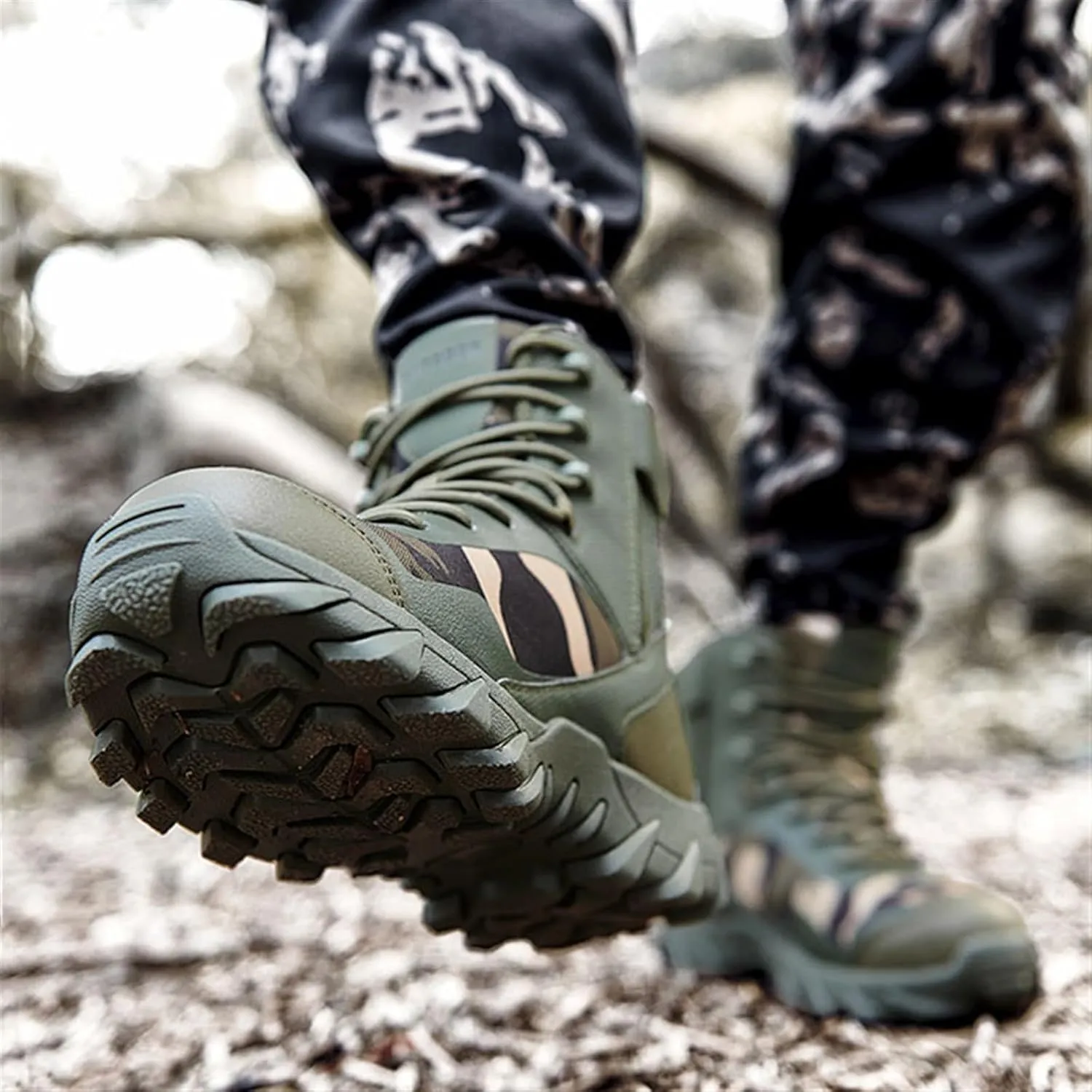 Tactical Boots for Men Waterproof, Men's Plus Size Side Zipper High Top Jungle Military Boots, Breathable Anti-Slip Wear Resistant Boots, for Hiking, Hunting, Working, Walking