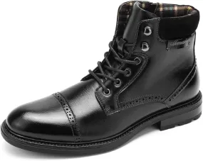 Temeshu Men's Oxford Ankle Boots Lace-Up Side Zip Fashion Casual Dress Boot Cap Toe Motorcycle Boots MS06