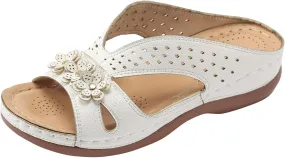 Temperament Wedge Sandals for Women Lightweight Memory Foam Sandals Arch Support Walking Wedges Sandals for Women Tan