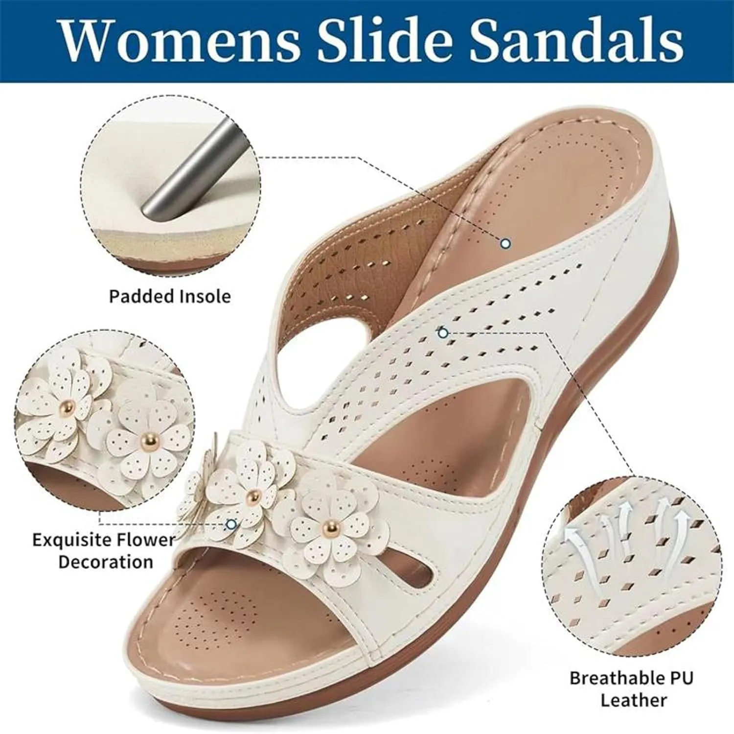 Temperament Wedge Sandals for Women Lightweight Memory Foam Sandals Arch Support Walking Wedges Sandals for Women Tan