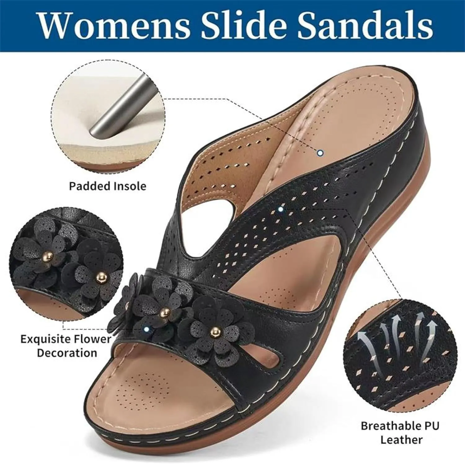 Temperament Wedge Sandals for Women Lightweight Memory Foam Sandals Arch Support Walking Wedges Sandals for Women Tan