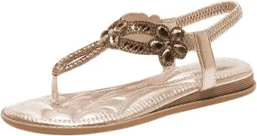Thong Sandals for Women Summer Boho Wedding Dressy Sandals Fashion Trendy Floral Flat Sandal Dressy Rhinestone Flip Flop 2025