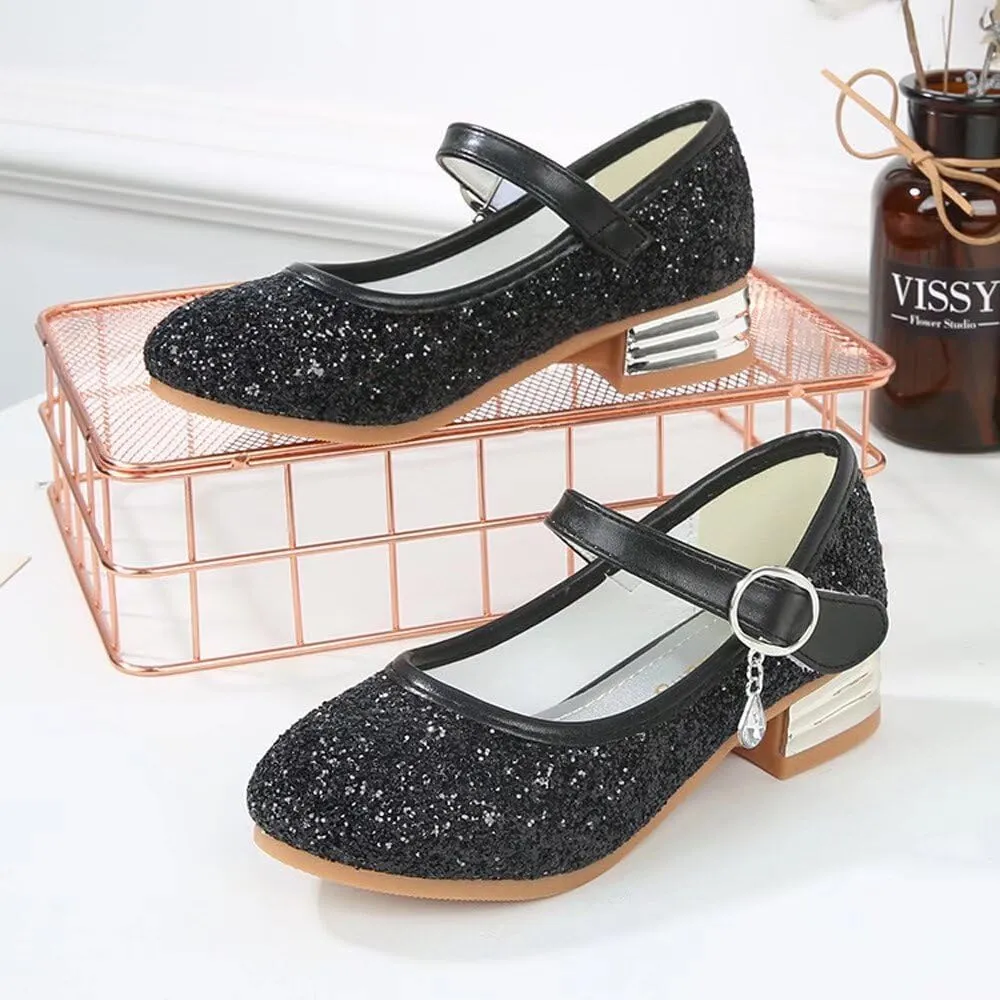 TN TANGNEST Girls Dress Shoes Low Heel Wedding Party Mary Jane Shoes Sparkly Princess Shoes
