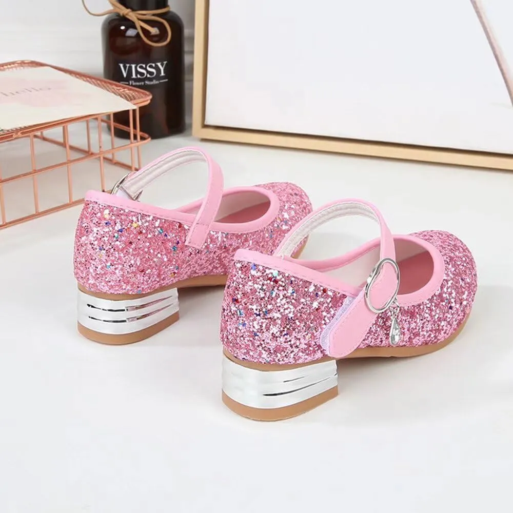 TN TANGNEST Girls Dress Shoes Low Heel Wedding Party Mary Jane Shoes Sparkly Princess Shoes