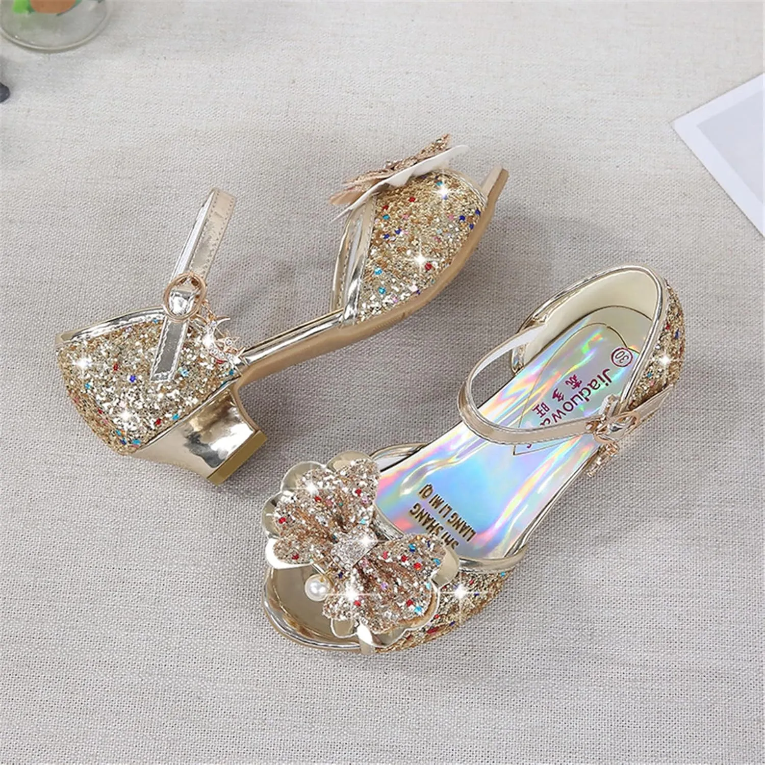 TN TANGNEST Little Big Girls Party Wedding Sandals Crystal Heels Shoes Bow Princess Dress Shoes