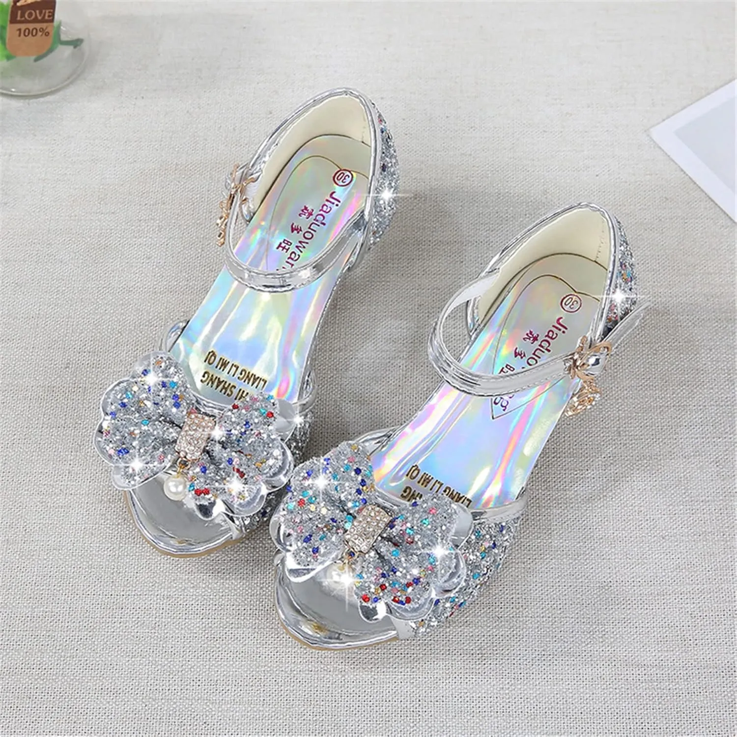 TN TANGNEST Little Big Girls Party Wedding Sandals Crystal Heels Shoes Bow Princess Dress Shoes