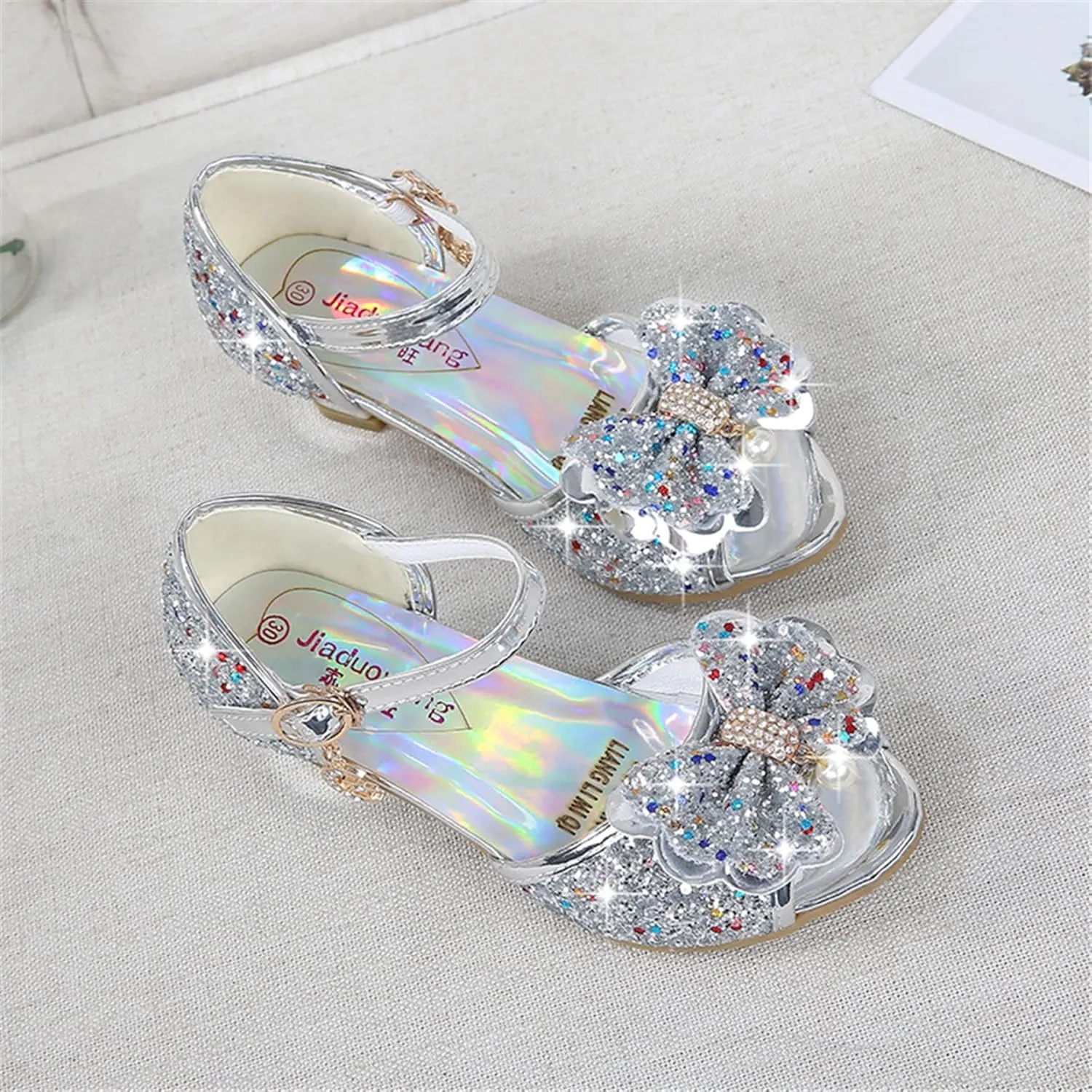 TN TANGNEST Little Big Girls Party Wedding Sandals Crystal Heels Shoes Bow Princess Dress Shoes
