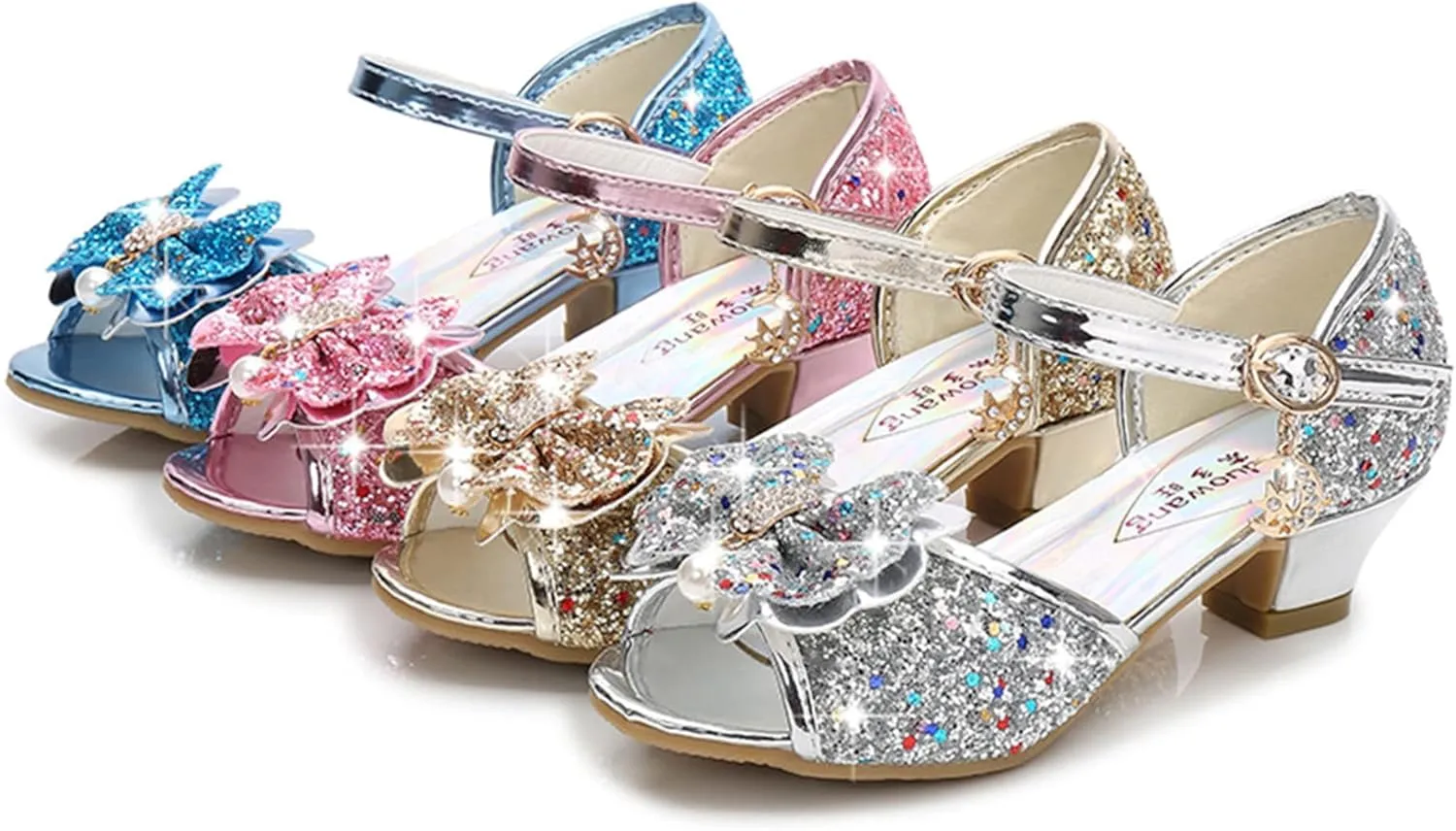 TN TANGNEST Little Big Girls Party Wedding Sandals Crystal Heels Shoes Bow Princess Dress Shoes