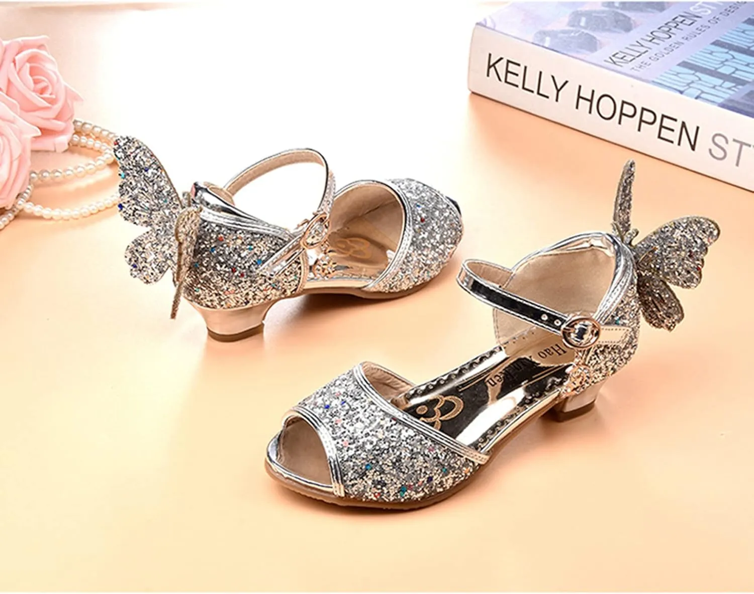 TN TANGNEST Little Big Girls Party Wedding Sandals Crystal Heels Shoes Bow Princess Dress Shoes