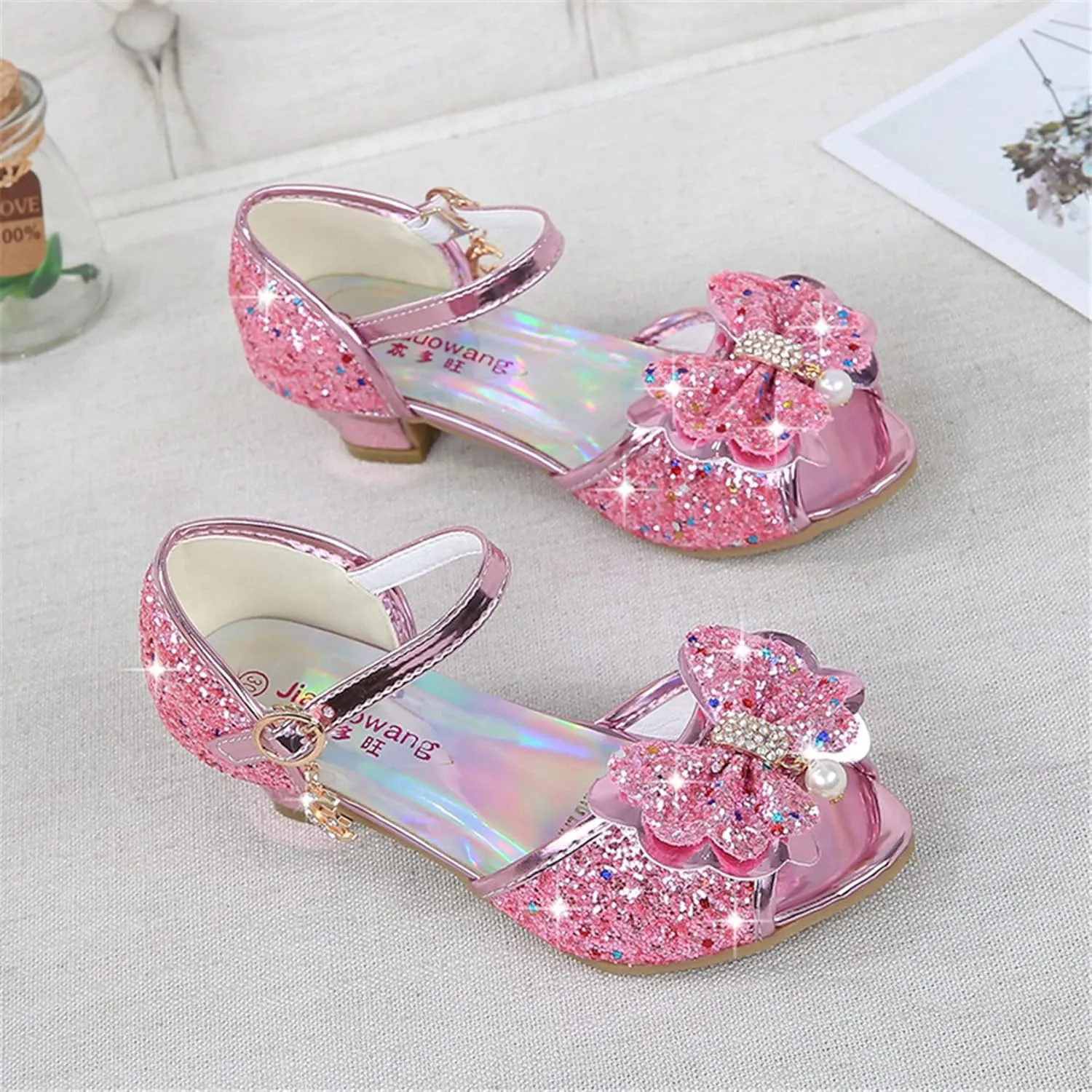 TN TANGNEST Little Big Girls Party Wedding Sandals Crystal Heels Shoes Bow Princess Dress Shoes