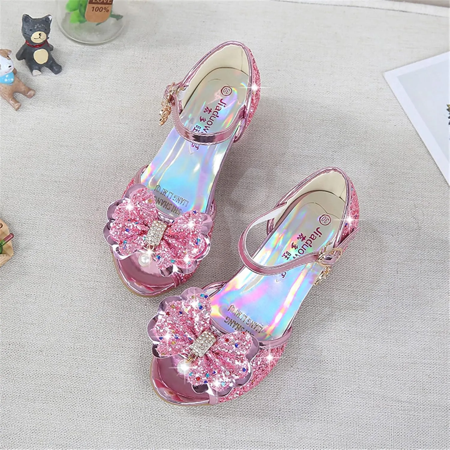 TN TANGNEST Little Big Girls Party Wedding Sandals Crystal Heels Shoes Bow Princess Dress Shoes