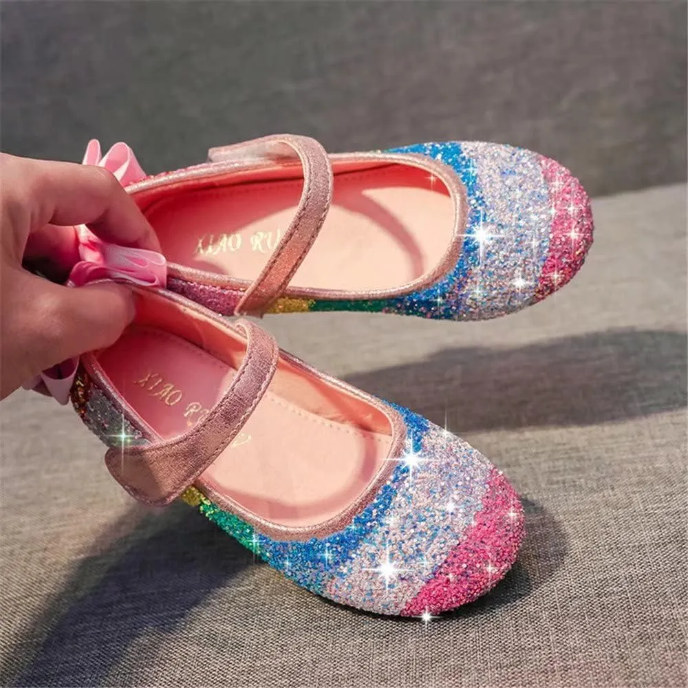 TN TANGNEST Sequined Bowknot Girls Princess Shoes Dress Shoes Wedding Party Flats Cosplay Mary Jane Shoes