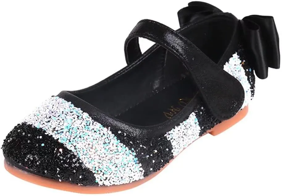 TN TANGNEST Sequined Bowknot Girls Princess Shoes Dress Shoes Wedding Party Flats Cosplay Mary Jane Shoes