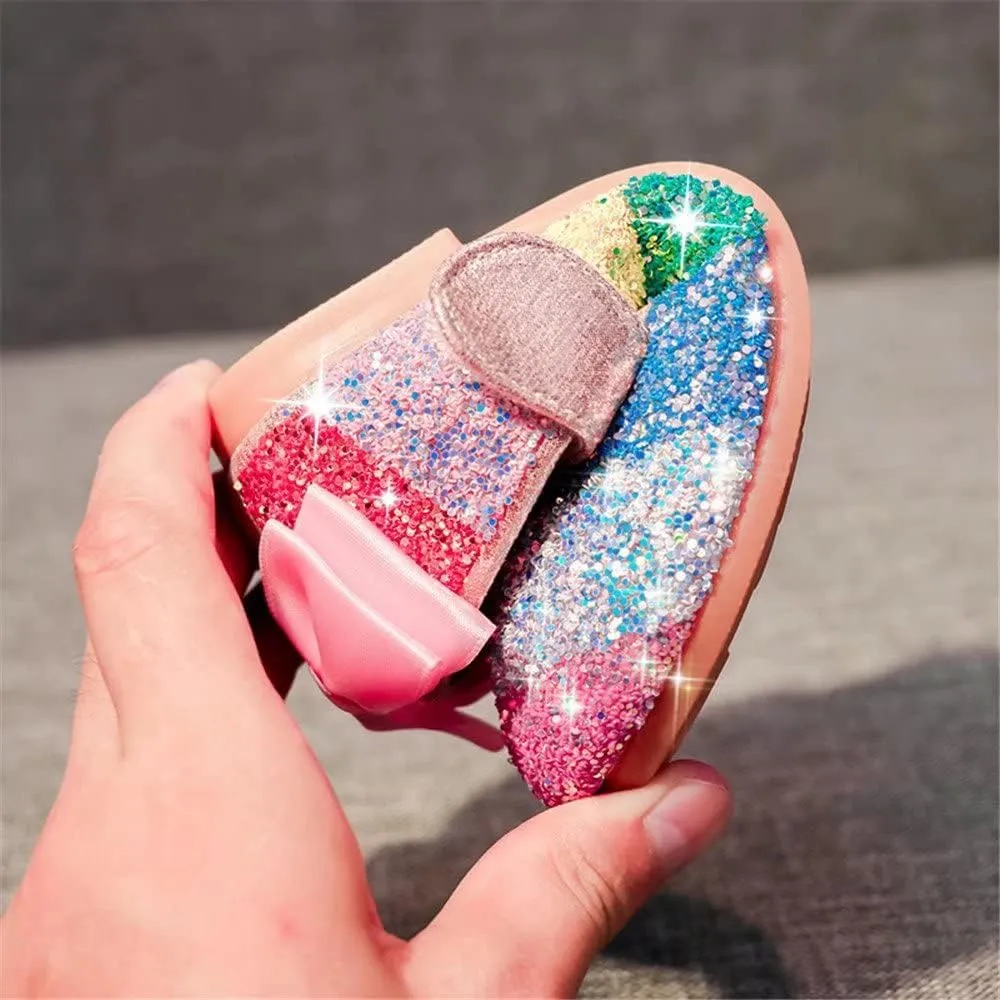 TN TANGNEST Sequined Bowknot Girls Princess Shoes Dress Shoes Wedding Party Flats Cosplay Mary Jane Shoes