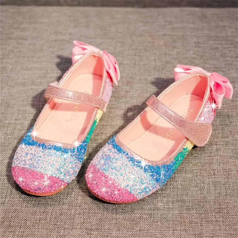 TN TANGNEST Sequined Bowknot Girls Princess Shoes Dress Shoes Wedding Party Flats Cosplay Mary Jane Shoes