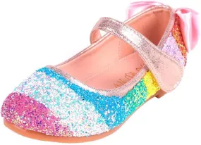 TN TANGNEST Sequined Bowknot Girls Princess Shoes Dress Shoes Wedding Party Flats Cosplay Mary Jane Shoes