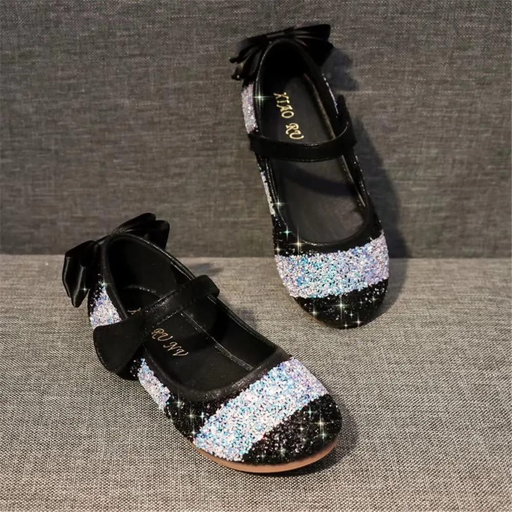 TN TANGNEST Sequined Bowknot Girls Princess Shoes Dress Shoes Wedding Party Flats Cosplay Mary Jane Shoes