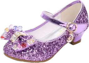 TN TANGNEST Sequined Bowknot Girls Princess Shoes Dress Shoes Wedding Party Low Heel Mary Jane Shoes