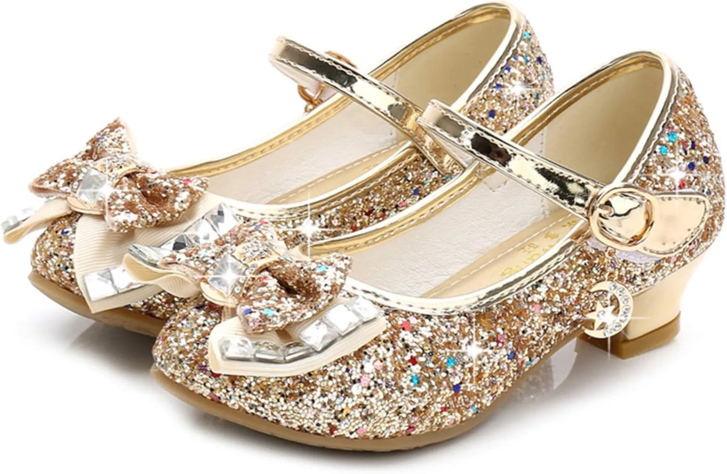 TN TANGNEST Sequined Bowknot Girls Princess Shoes Dress Shoes Wedding Party Low Heel Mary Jane Shoes