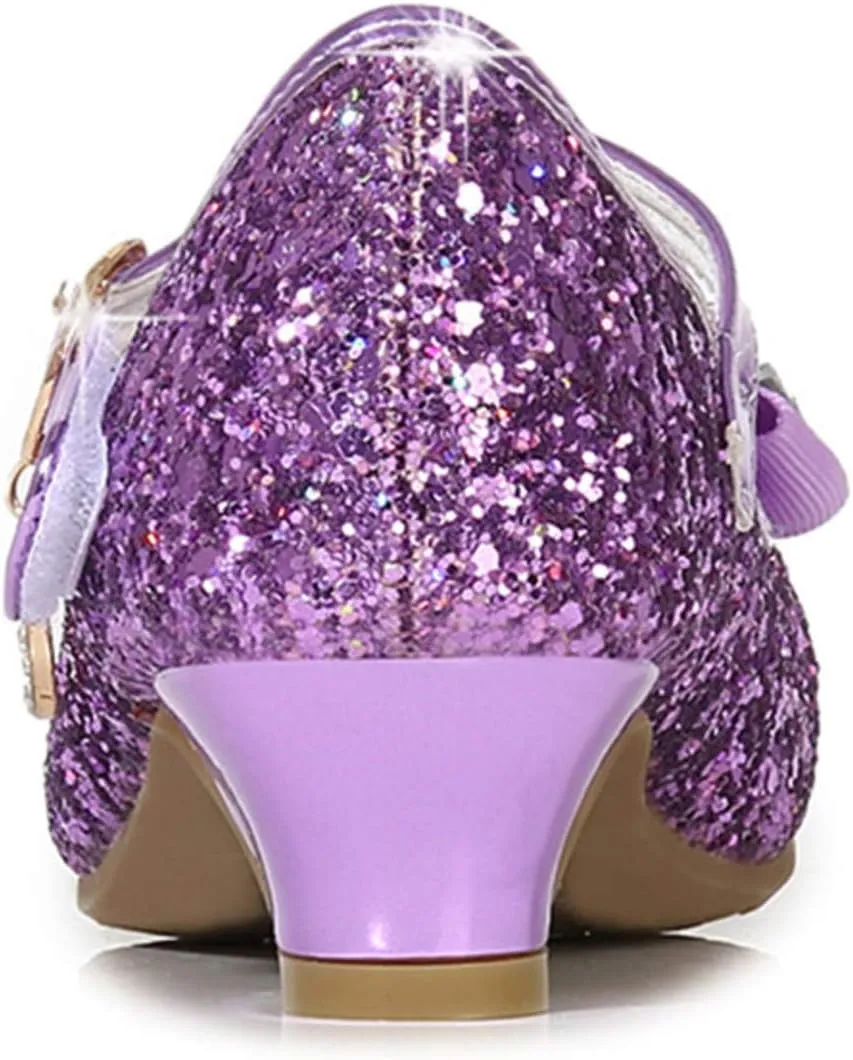 TN TANGNEST Sequined Bowknot Girls Princess Shoes Dress Shoes Wedding Party Low Heel Mary Jane Shoes