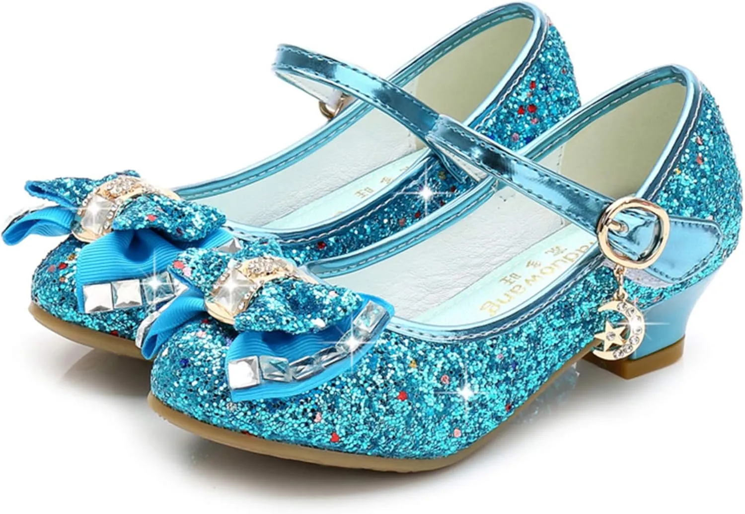 TN TANGNEST Sequined Bowknot Girls Princess Shoes Dress Shoes Wedding Party Low Heel Mary Jane Shoes