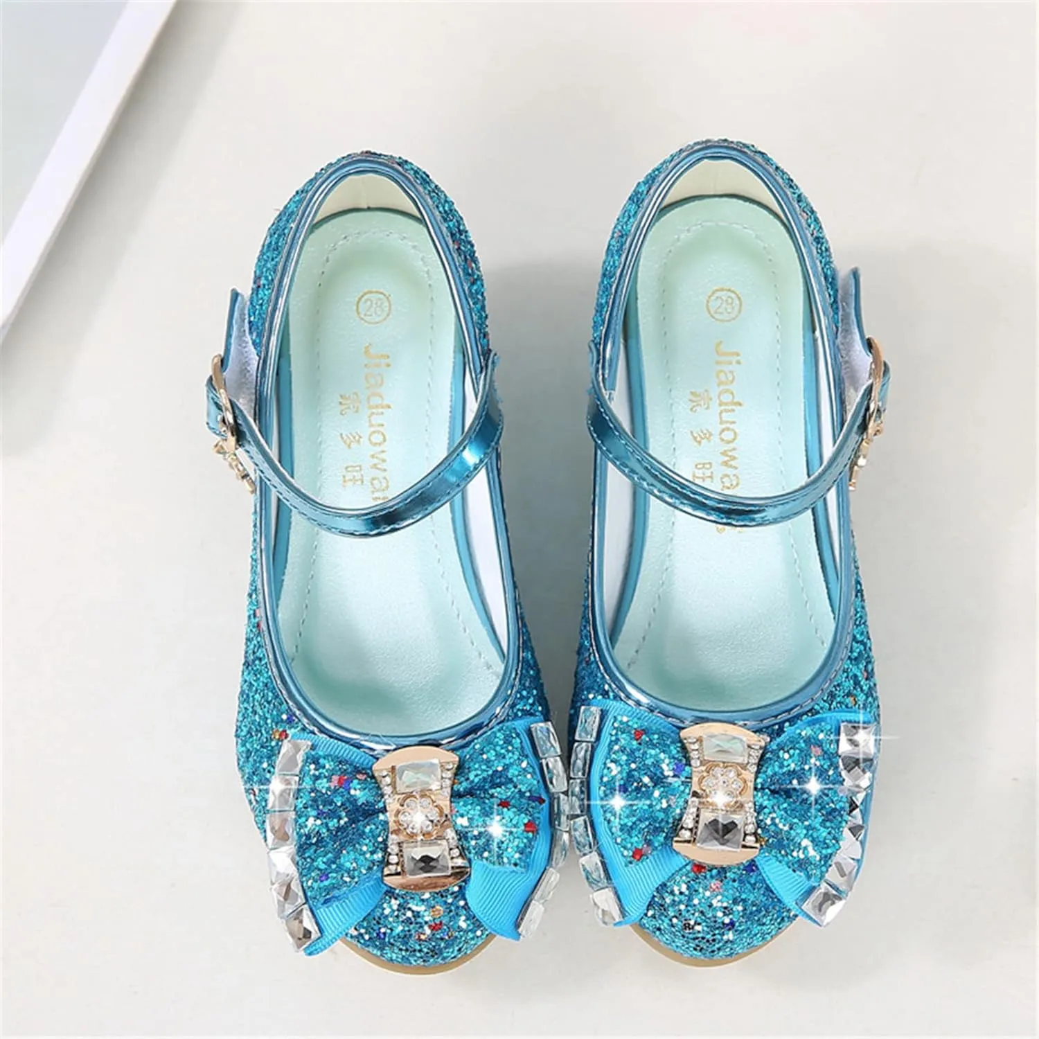 TN TANGNEST Sequined Bowknot Girls Princess Shoes Dress Shoes Wedding Party Low Heel Mary Jane Shoes