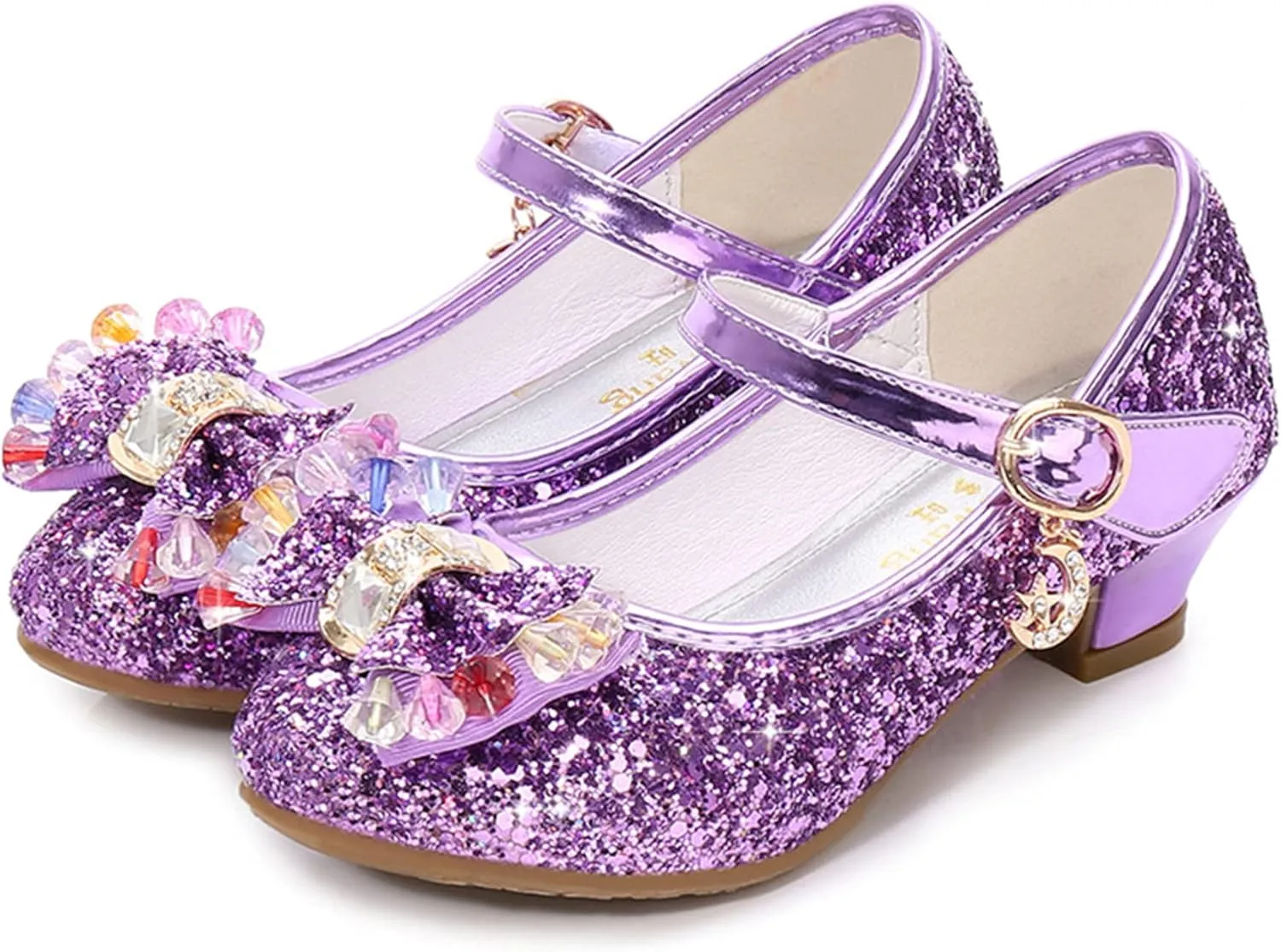 TN TANGNEST Sequined Bowknot Girls Princess Shoes Dress Shoes Wedding Party Low Heel Mary Jane Shoes