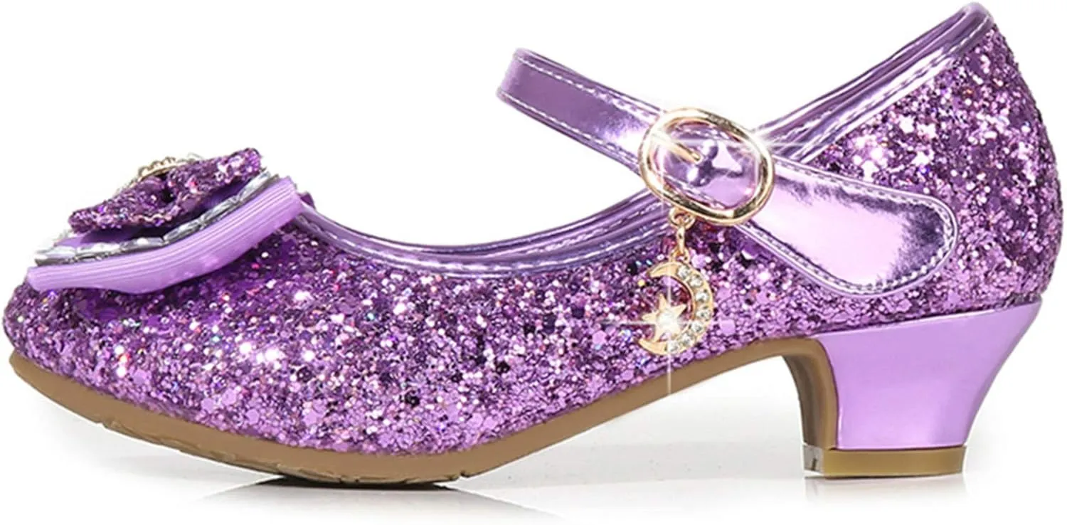 TN TANGNEST Sequined Bowknot Girls Princess Shoes Dress Shoes Wedding Party Low Heel Mary Jane Shoes