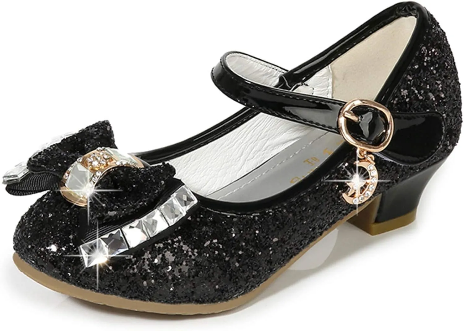 TN TANGNEST Sequined Bowknot Girls Princess Shoes Dress Shoes Wedding Party Low Heel Mary Jane Shoes