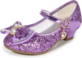 TN TANGNEST Sequined Bowknot Girls Princess Shoes Dress Shoes Wedding Party Low Heel Mary Jane Shoes