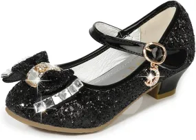 TN TANGNEST Sequined Bowknot Girls Princess Shoes Dress Shoes Wedding Party Low Heel Mary Jane Shoes