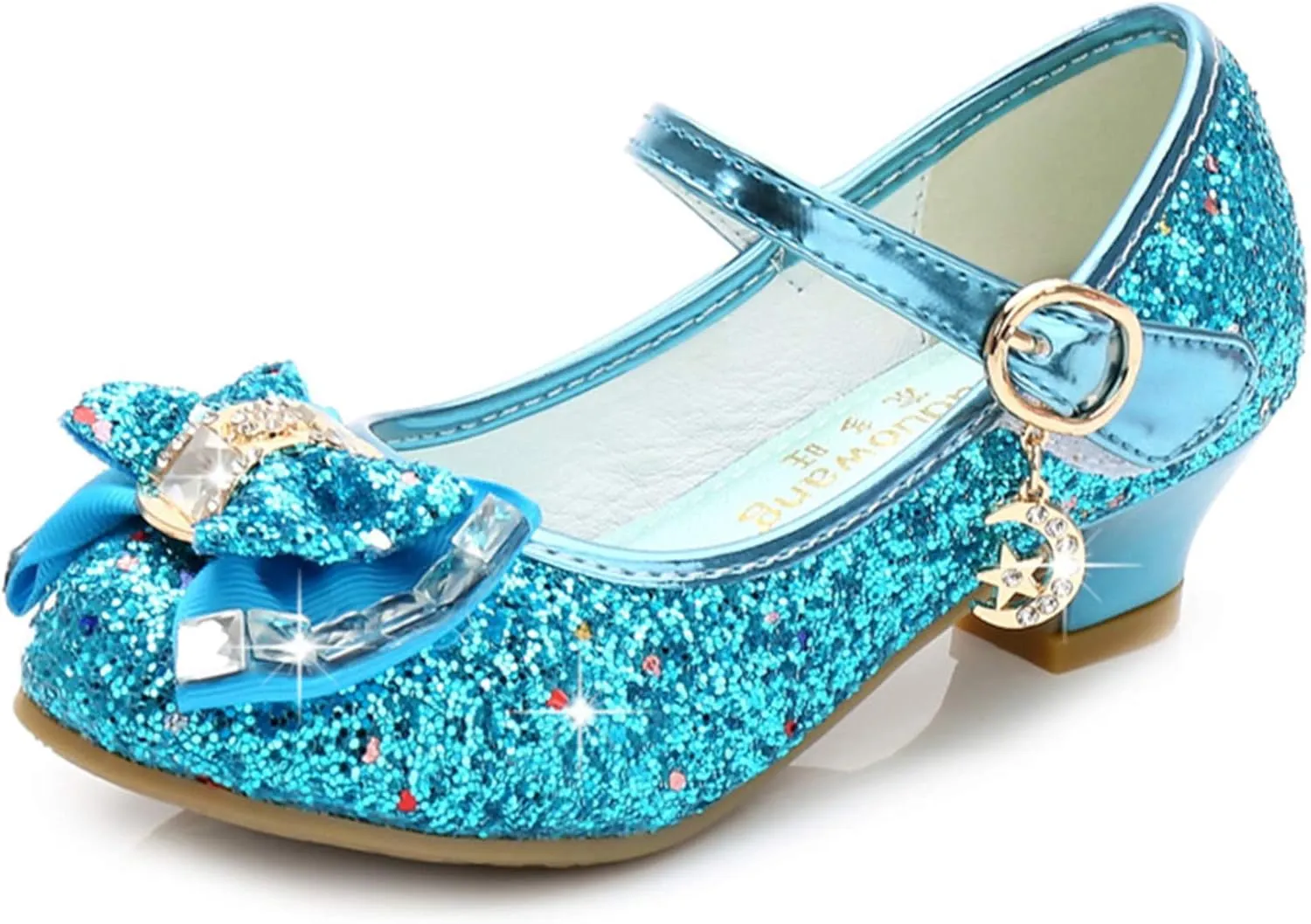 TN TANGNEST Sequined Bowknot Girls Princess Shoes Dress Shoes Wedding Party Low Heel Mary Jane Shoes