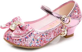 TN TANGNEST Sequined Bowknot Girls Princess Shoes Dress Shoes Wedding Party Low Heel Mary Jane Shoes