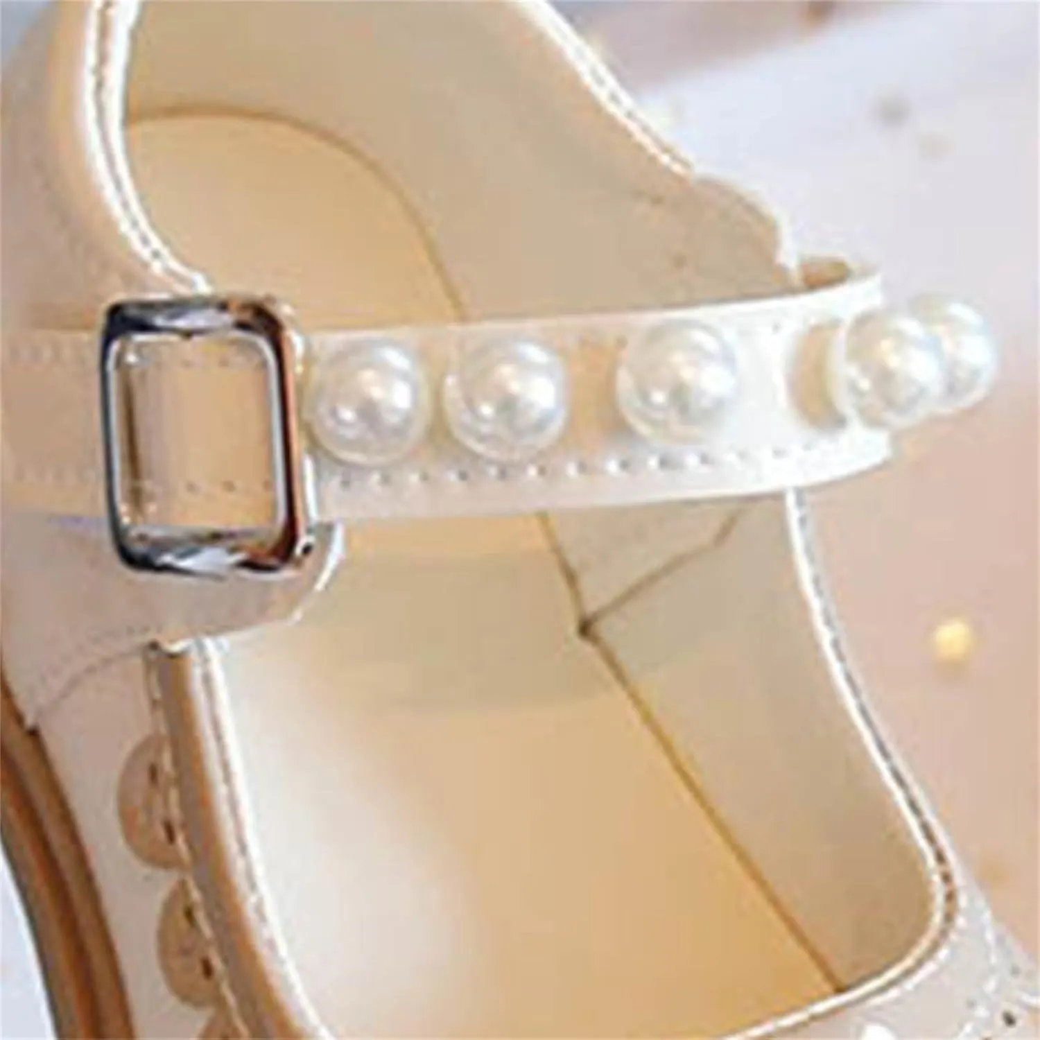 Toddler Baby Girls Mary Jane Flat with Pearls Kids Formal School Dress Shoes Infant Slip On Paten Girls Slippers