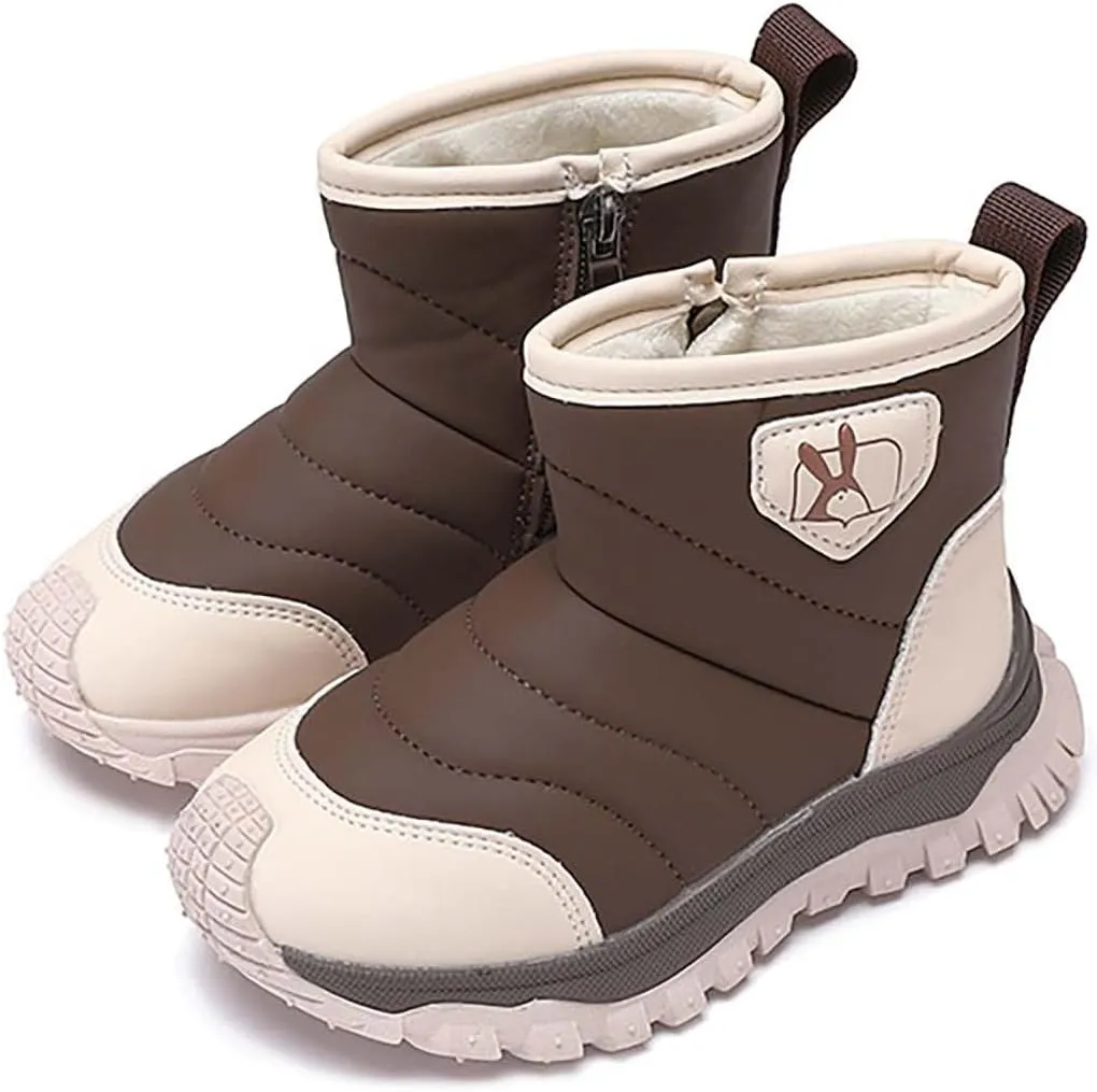 Toddler Baby Snow Boots Winter Shoes Boys Girls Cold Weather Faux Fr Shoes Kids Warm Anti-Slip Ankle Boots Winter Boot