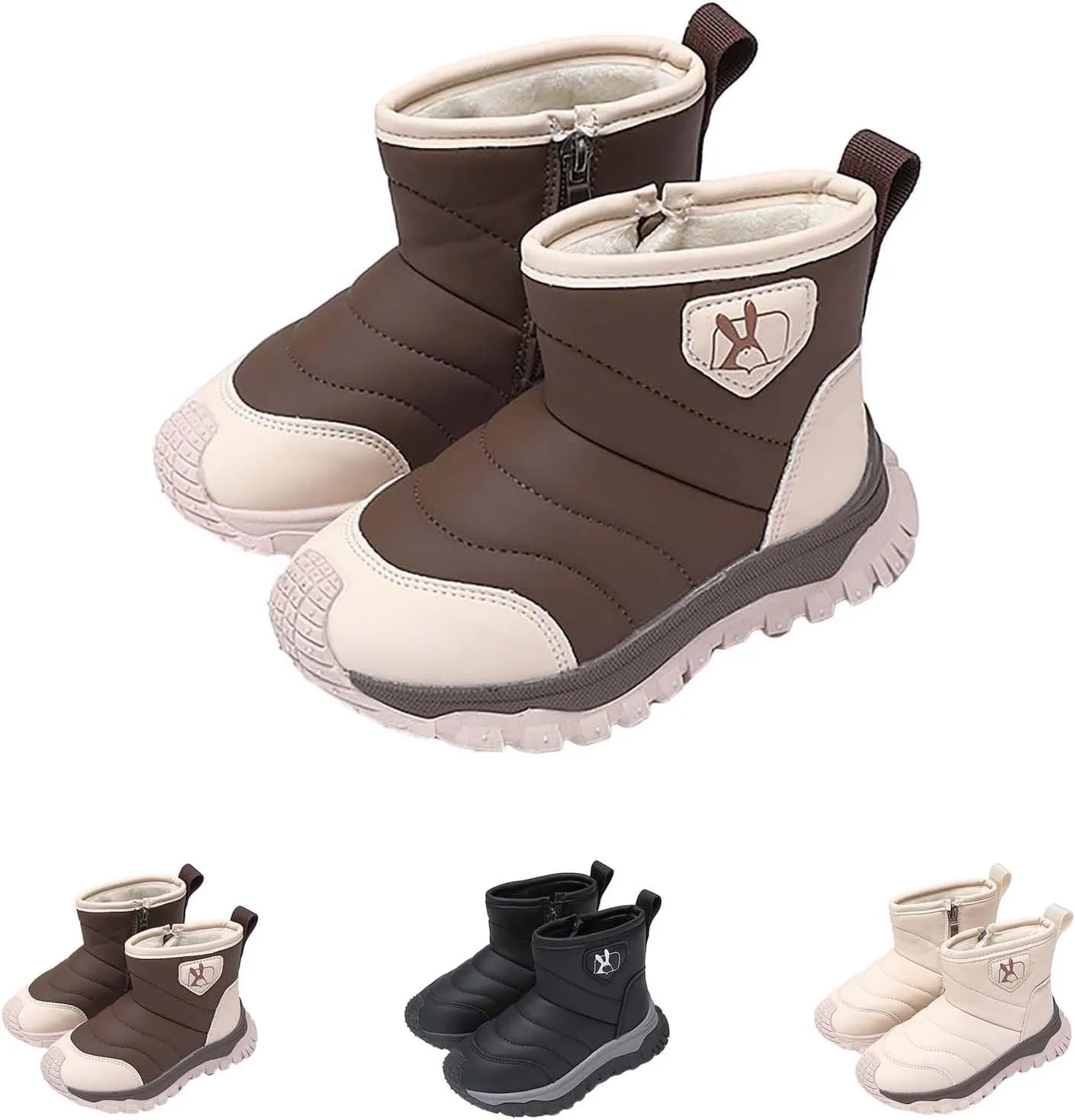 Toddler Baby Snow Boots Winter Shoes Boys Girls Cold Weather Faux Fr Shoes Kids Warm Anti-Slip Ankle Boots Winter Boot