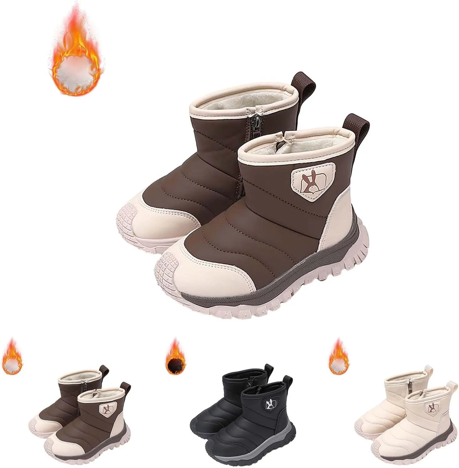 Toddler Baby Snow Boots Winter Shoes Boys Girls Cold Weather Faux Fr Shoes Kids Warm Anti-Slip Ankle Boots Winter Boot