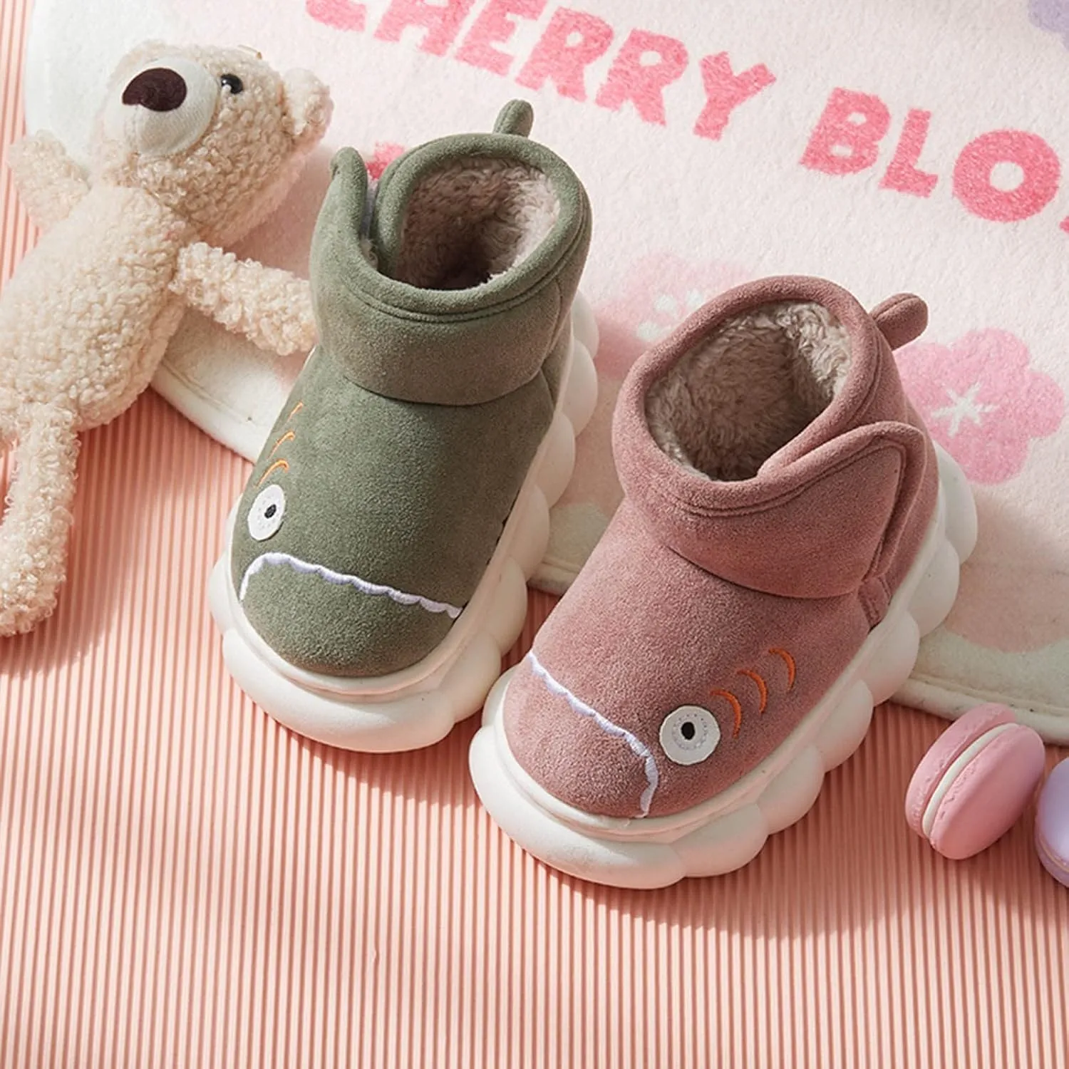 Toddler Boys Girls Winter Plush Boots for Cold Weather Kids Cartoon Animal Warm Faux  Shoes with Hook/Loop