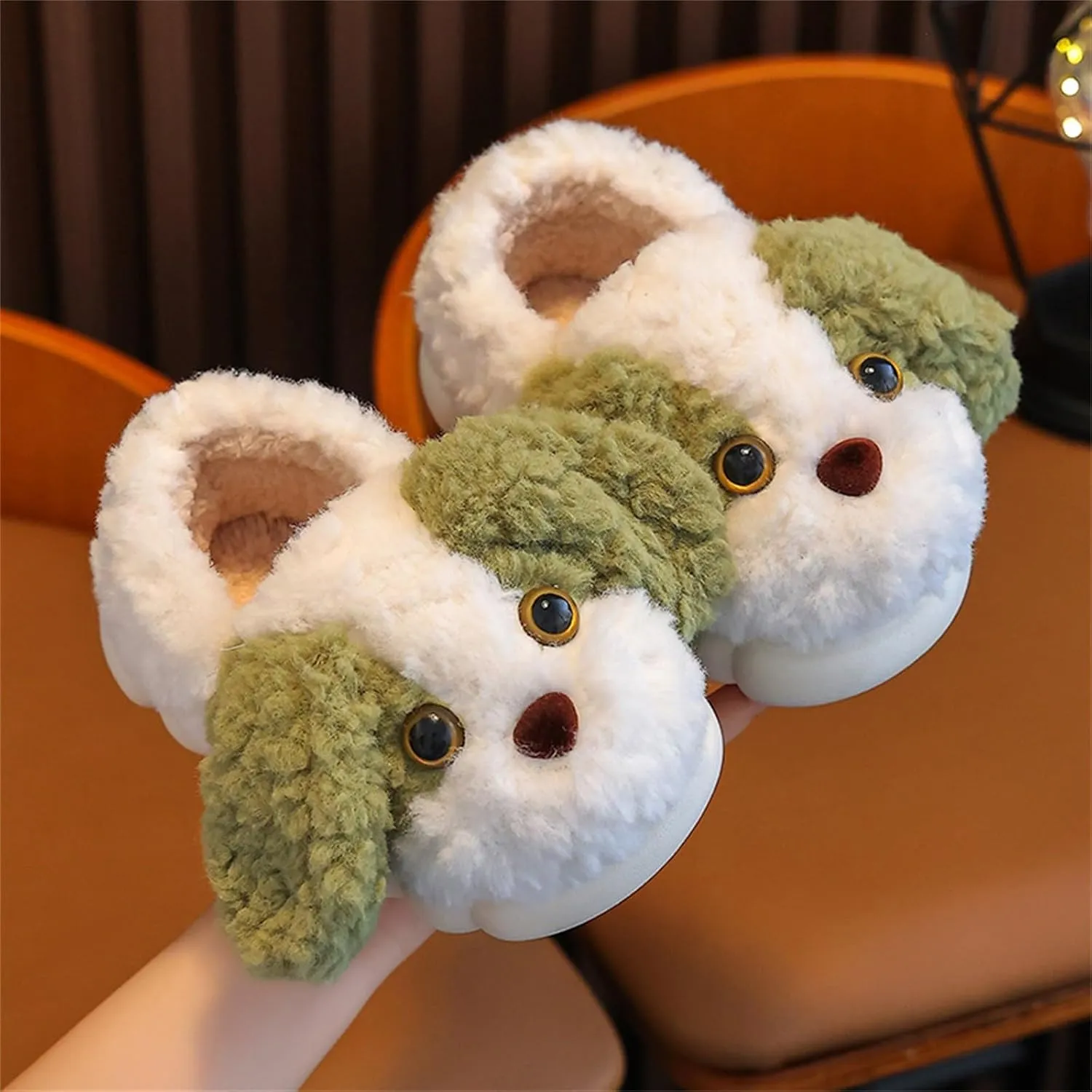 Toddler Cartoon Puppy Cotton Slippers,Girls Boys Cute Indoor Plush Cozy Soft Warm Fluffy Slip-on Home Slipper