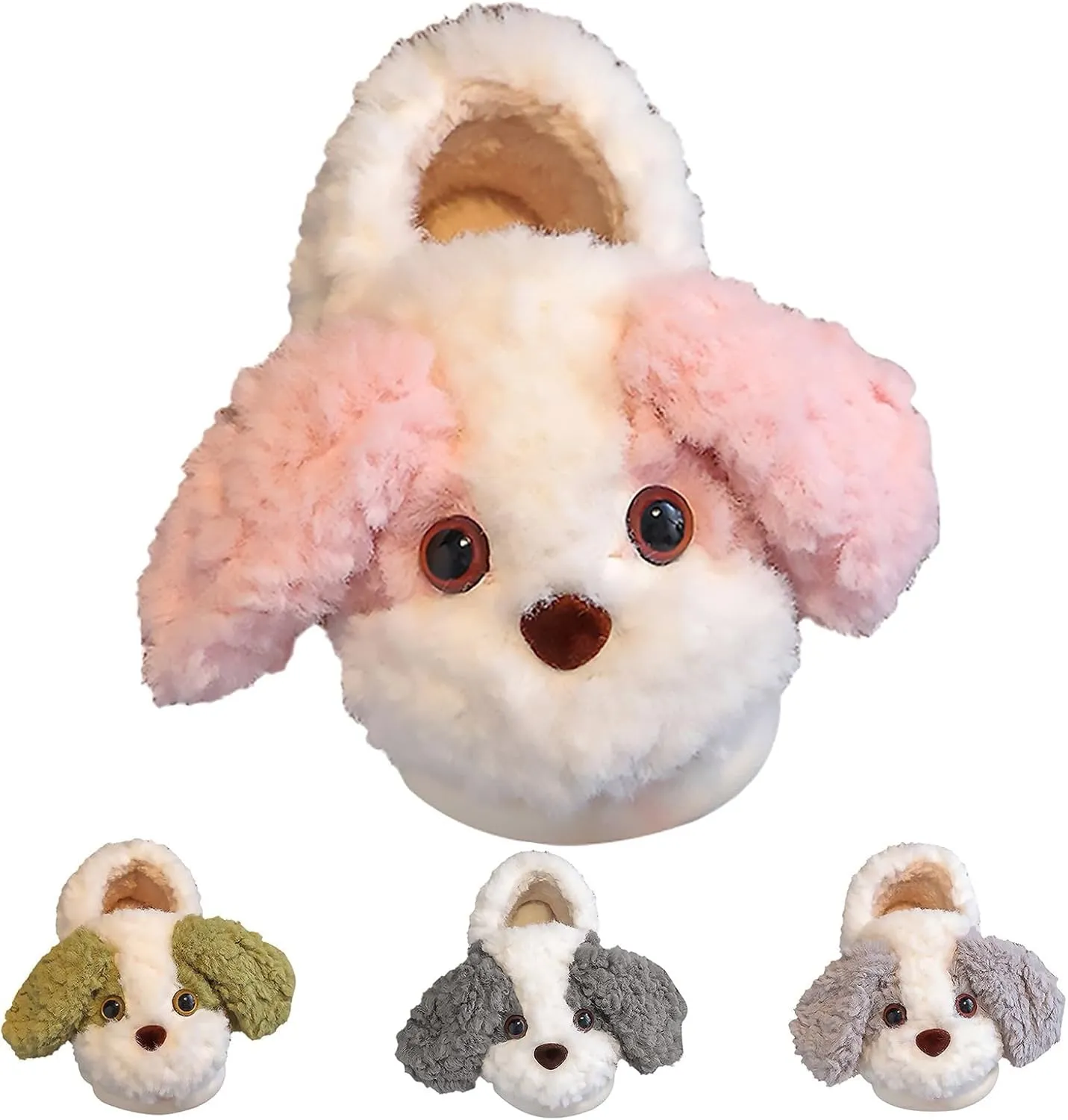 Toddler Cartoon Puppy Cotton Slippers,Girls Boys Cute Indoor Plush Cozy Soft Warm Fluffy Slip-on Home Slipper